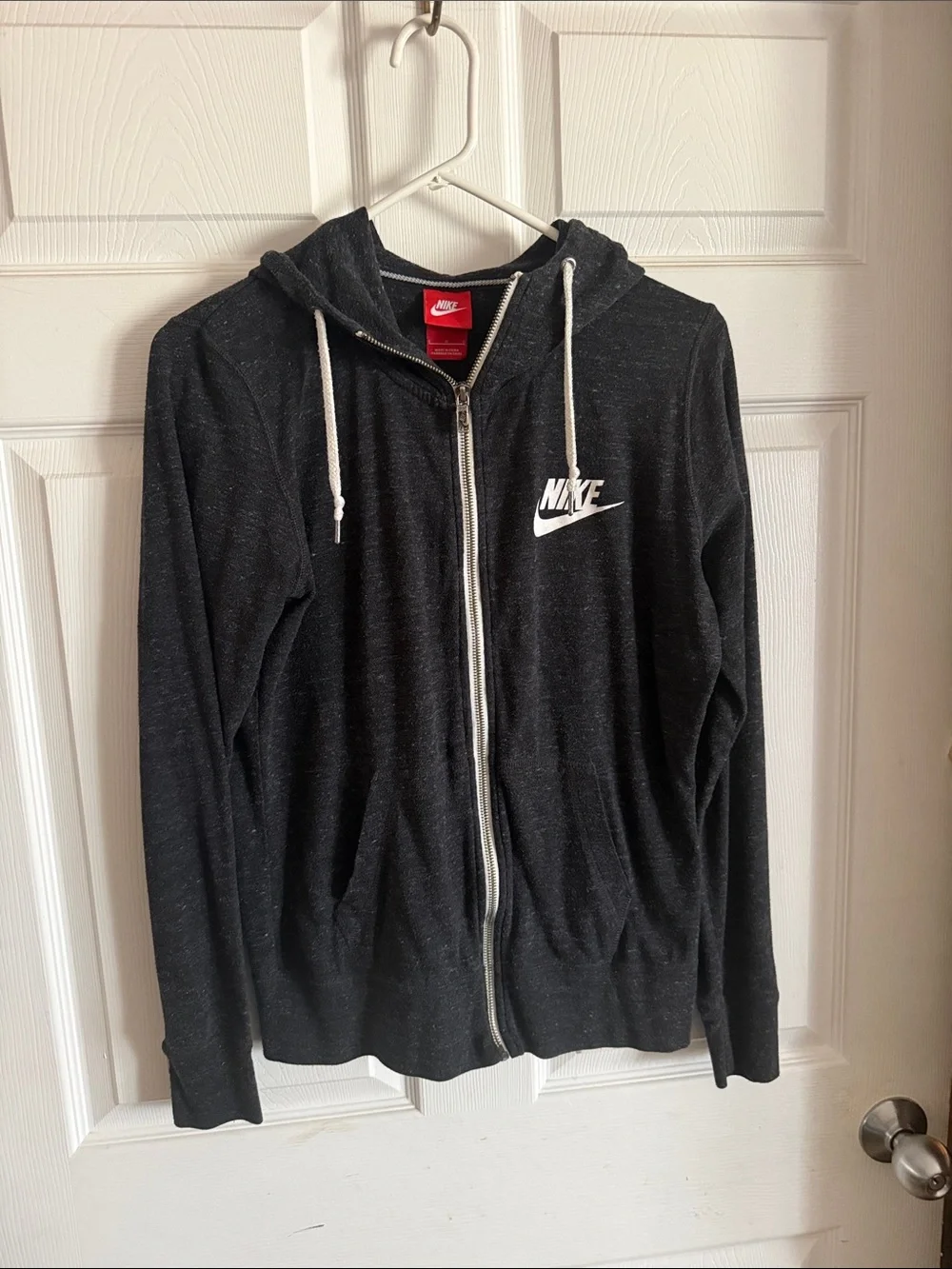 Nike Black Zip-Up Hooded Jacket with White Logo